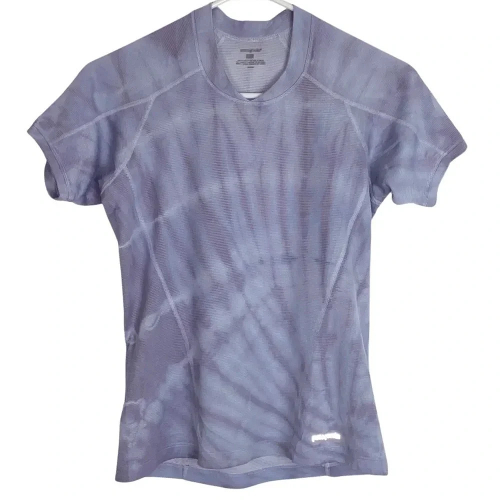 Patagonia Womens Mesh Short Sleeve Layering Tee Size Small Tie Dye Tshirt Purple